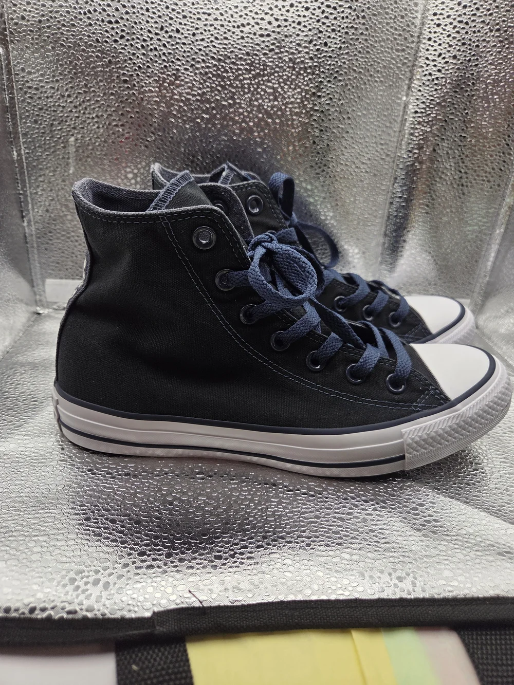 Men's High-Top Athletic Sneakers in Navy and White